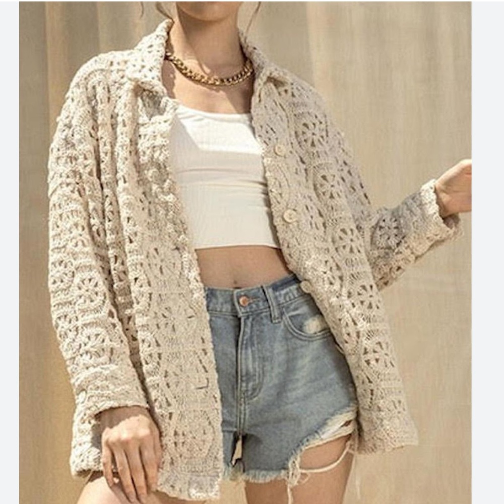Women’s Crochet Jacket Cream